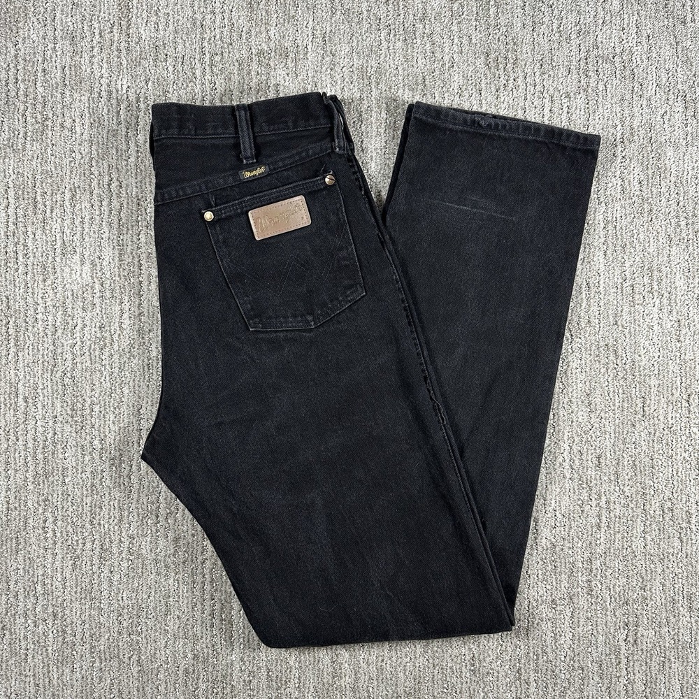 Vintage Wrangler Jeans Men's 33x36 Black Denim 13MWZ Cowboy Cut Made In USA